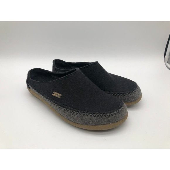 Haflinger Gray Wool and Black Clogs Slippers Men Sz 43 EU/10 US - Picture 6 of 10